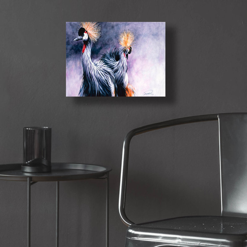 «Crowned Cranes» par Robert Campbell, H 12 po x l 16 po x P 0,13 po