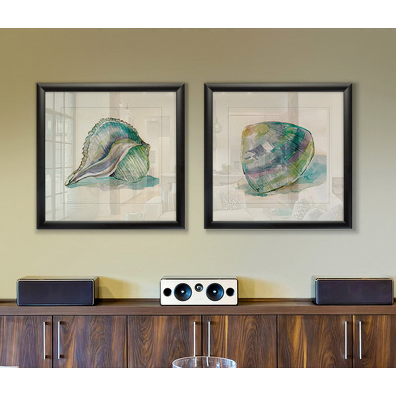 Malecon Shell I - ensemble de 2 reproductions de cadres photo, Cadre noir