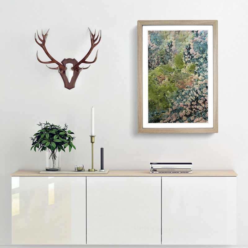 High Above the Greens in Abstract - Picture Frame Graphic Art Print, 48cm H x 36cm W x 2cm D, Oak Framed