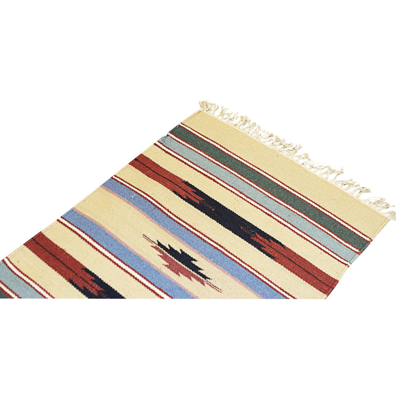 Hand Knotted Cotton Area Rug in Multi