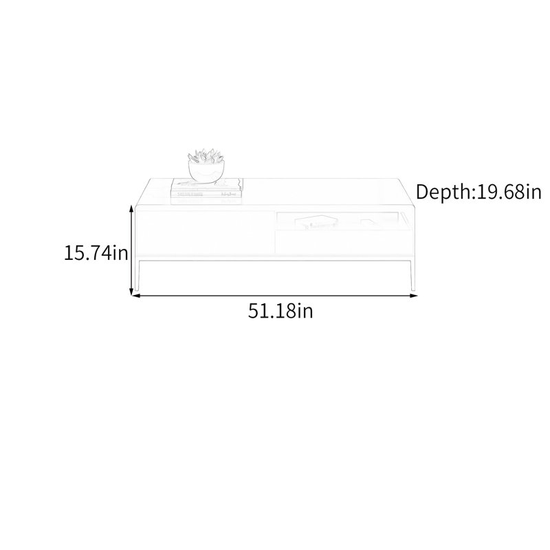 Table basse Simple, 15.74" H x 51.18" W x 19.68" D