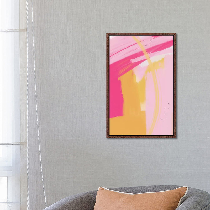 Pink And Yellow Abstract by Leah Straatsma - Painting on Canvas, 66.04cm H x 45.72cm W x 3.81cm D