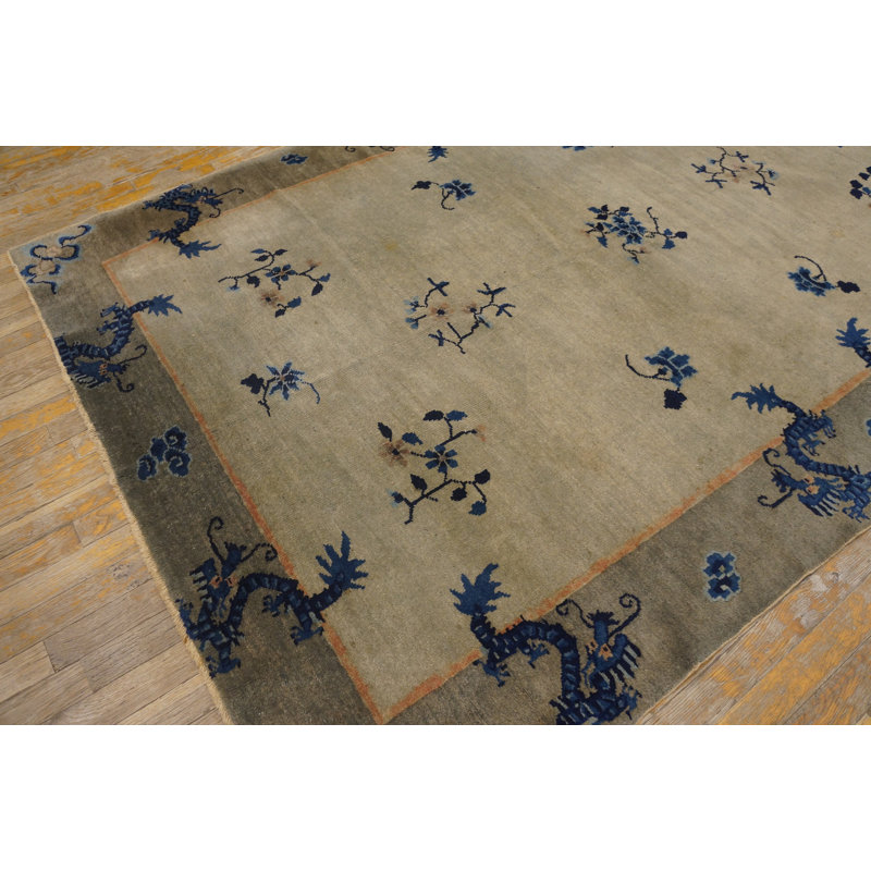 Antique Peking Floral Design Chinese Wool Pile Knotted Rug