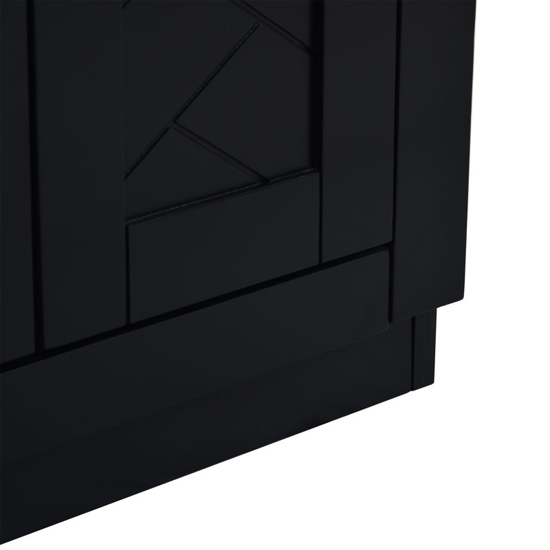 30"W Freestanding Bathroom Vanity With Ceramic Sink Top, Drawers And Soft Closing Doors, Black, Silver