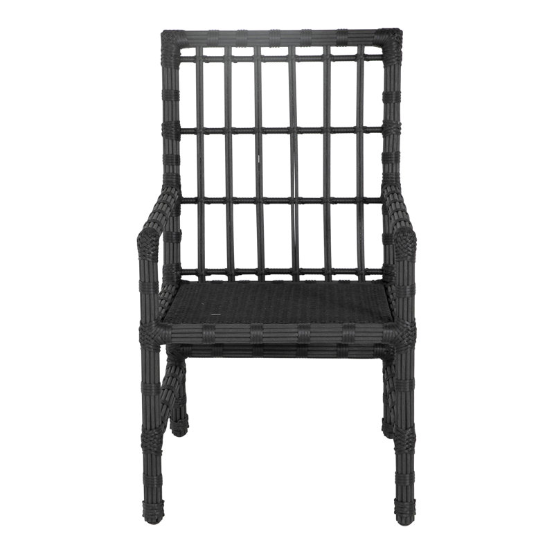 Newport Patio Dining Armchair with Cushions, No Welt, Onyx, Linen Forest