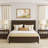 Echo Farmhouse Solid Wood Platform Bed, Distressed Panel Bed Frame, Rustic Country Cottage Style-908802491-908802489
