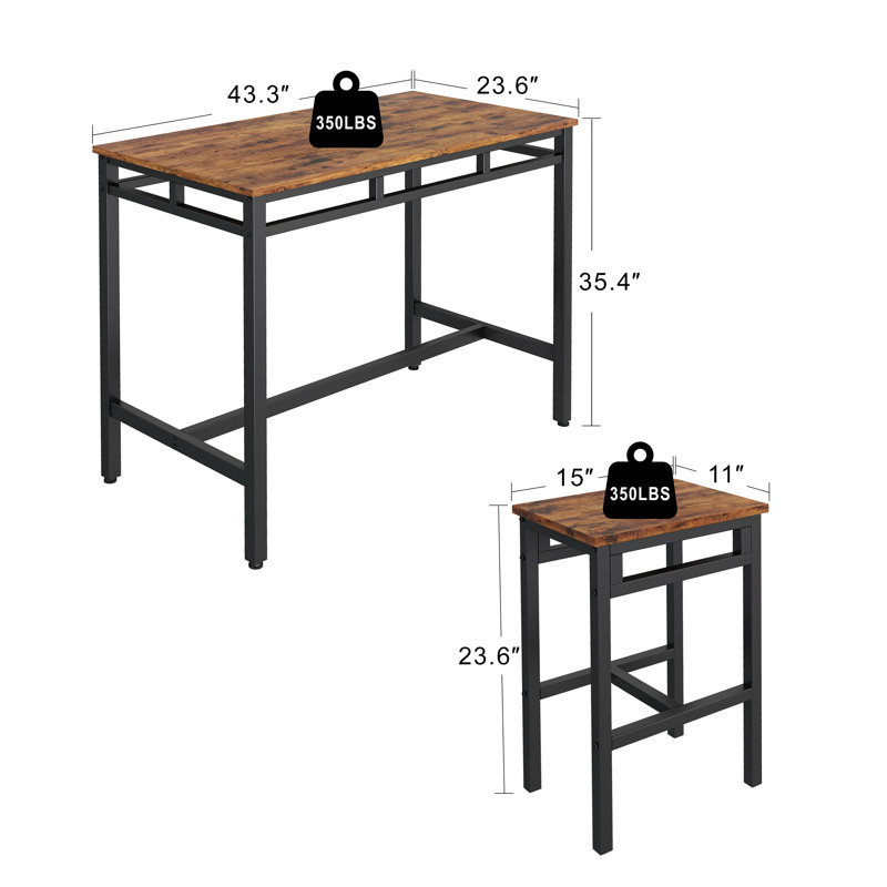 Suezette 4 - Person Four Leg Base Dining Set, Brown, Brown/Black