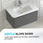 Armoire de salle de bain murale 24 po avec lavabo flottant mural et tiroir en céramique blanche-382504839