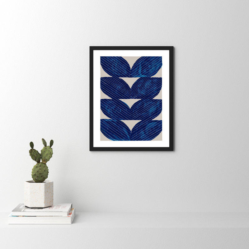 Navy Chevron by Andrea Stokes, 25" H x 20" W x 1.25" D, Black