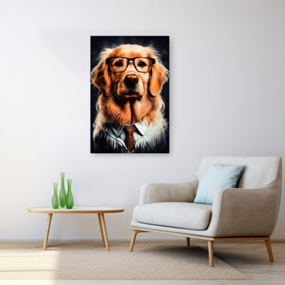 Dapper Golden Retriever Contemporary Dog Wall Art