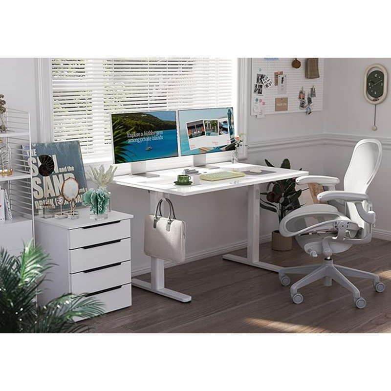 48 Inch Electric Glass Standing Desk, Adjustable Height ,Quick Install Home Office Computer Desk, Stand Up Desk