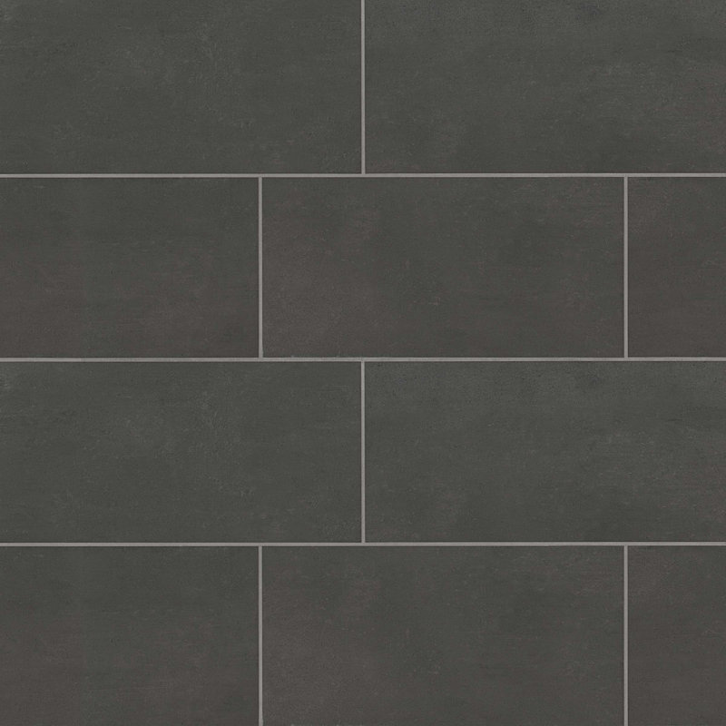 Simply Modern 12" x 24" Porcelain Concrete Look Wall & Floor Tile, Black