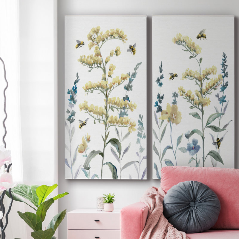 " Bumble Bee Garden I " 2 Piece Art Color Photography Print, 16" H x 16" W x 1" D