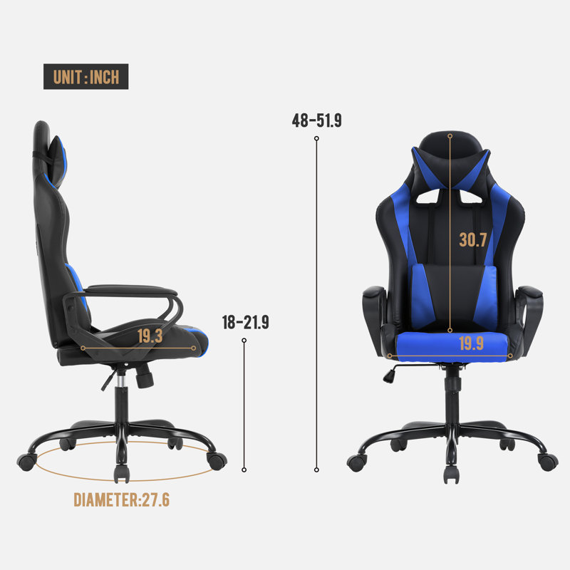 Fauteuil de jeu Gaming Chair, Bleu et noir