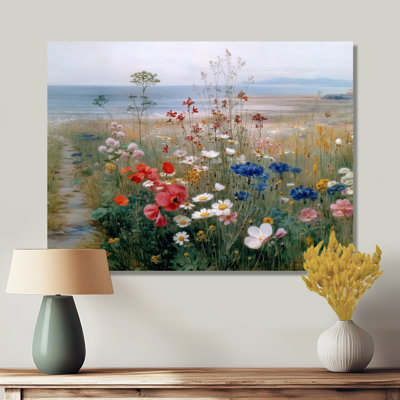 Adir - Wildflowers Wall Art, Red Floral Canvas Print