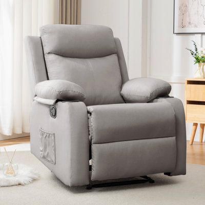 KORSER Recliner Chair, Rocker Recliners For Living Room, Small Recliner For Small Spaces, Fabric Manual Recliners With Side Pockects