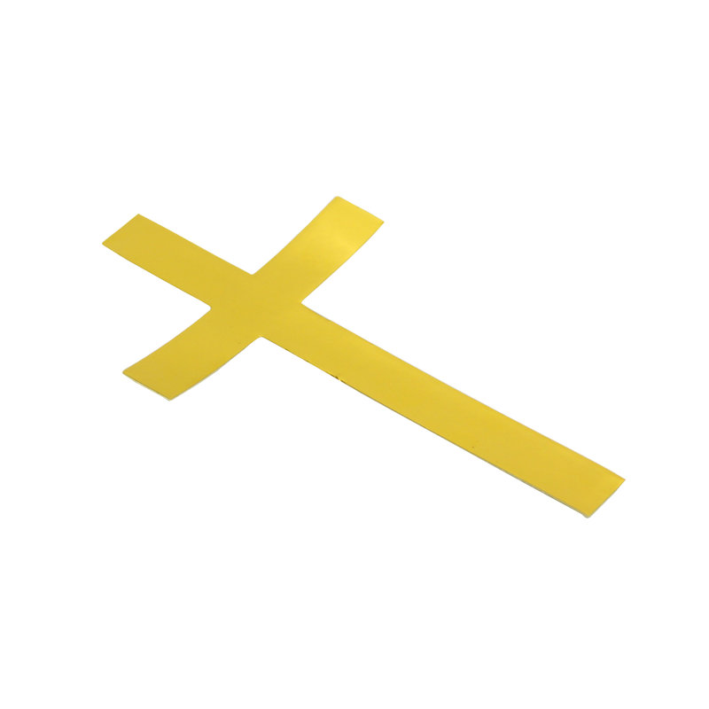 3 x 5 po, croix chrétienne dorée, autocollant, logo de l’église, étiquette auto-adhésive