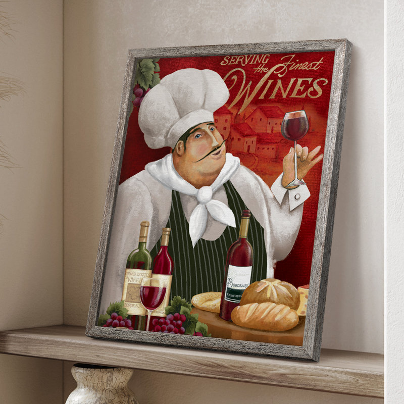 Finest Wine Chef Framed Print - Solid Wood, 11" H x 9" W