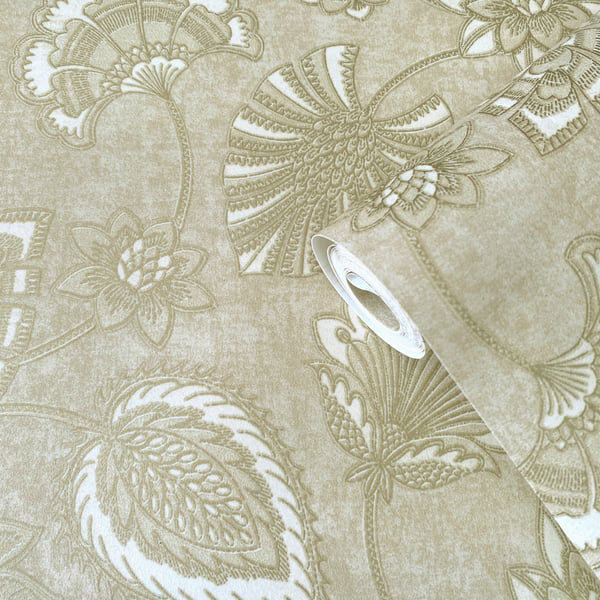 Elegance 10m x 53cm Wallpaper Roll, Beige