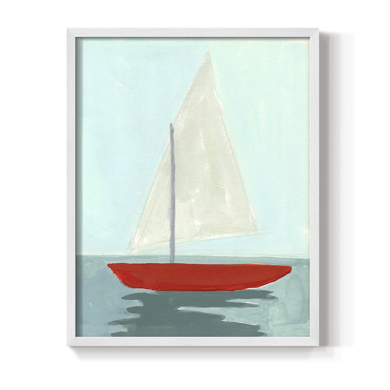 Petite voile II, reproduction encadrée - bois massif, Blanc, H 10 po x l 8 po