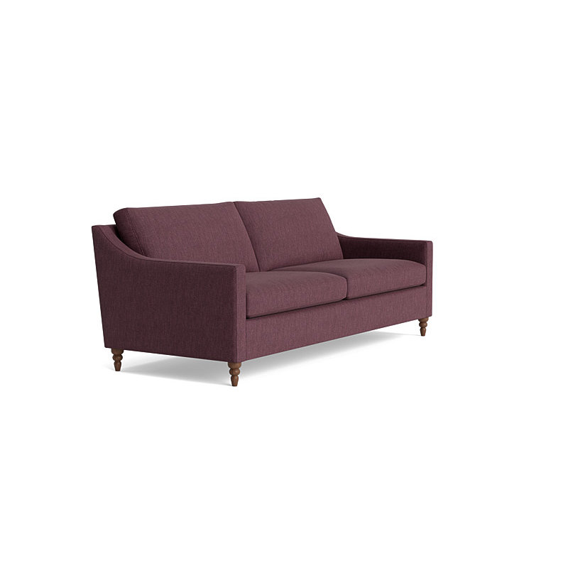Vera Sofa (85"), Walnut Finish (Turned), Performance Weave - Aubergine