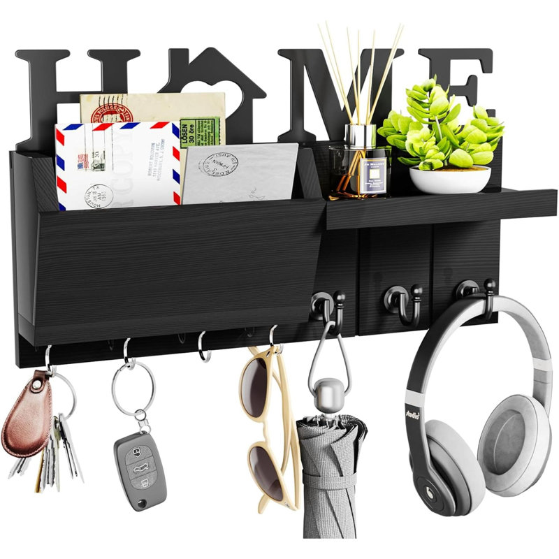 Wood Wall Organizer, Black