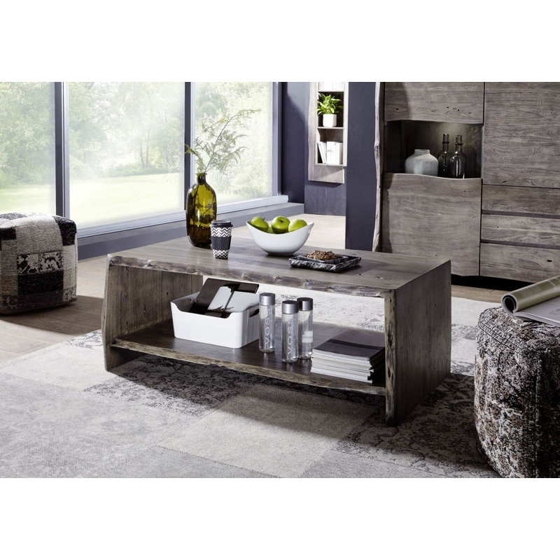Pure Acacia Solid Wood Frame Coffee Table, Grey, H45 x L60 x W120cm
