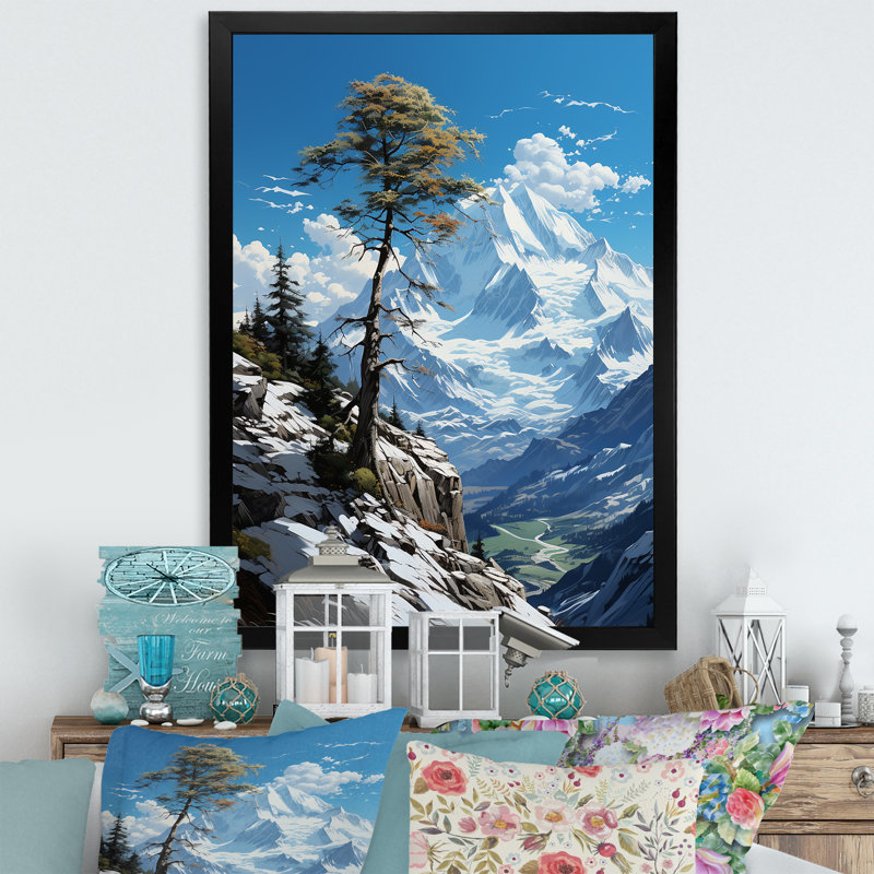«Pine Tree Winter Solitude», reproduction d'un seul cadre photo sur toile, H 20 po x l 12 po x P 1 po, Cadre photo noir