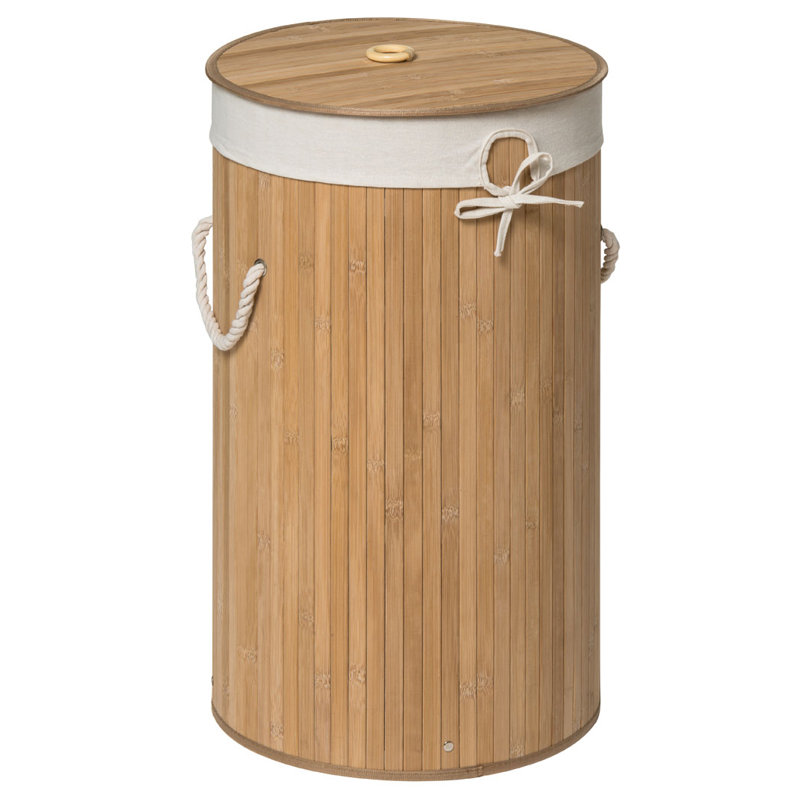 Audubon Wood Laundry Hamper with Handles, Brown