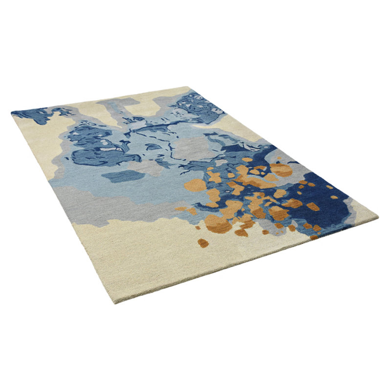 Tapis écologiques en laine touffetés à la main Glenisle - Rectangle, multicolore, conception moderne abstraite, tapis épais antidérapants faits à la main pour salon, chambre à coucher