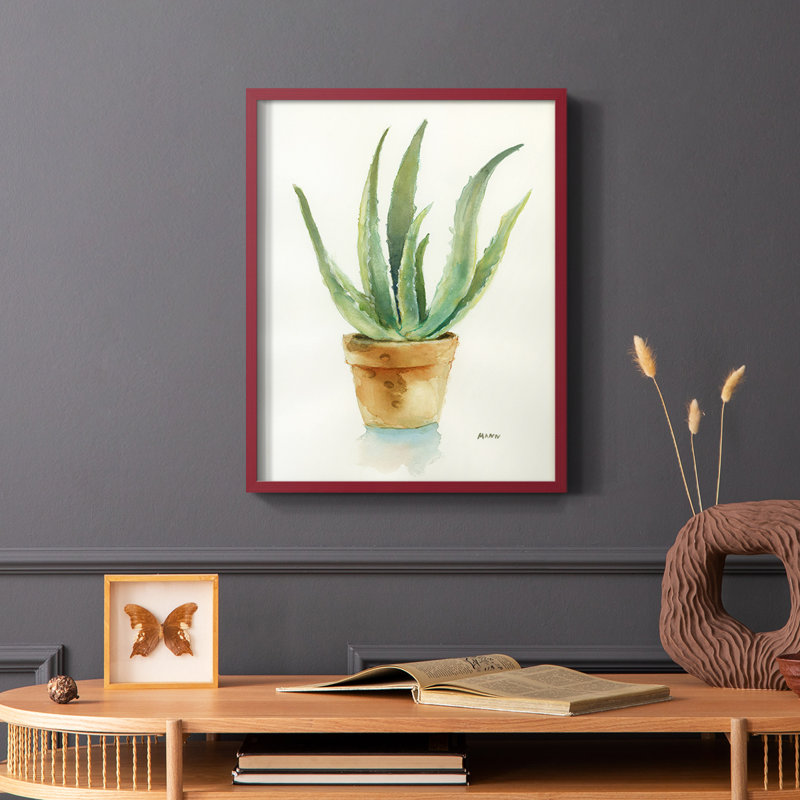 Succulent IV, reproduction encadrée - bois massif, H 20 po x l 16 po, Blanc