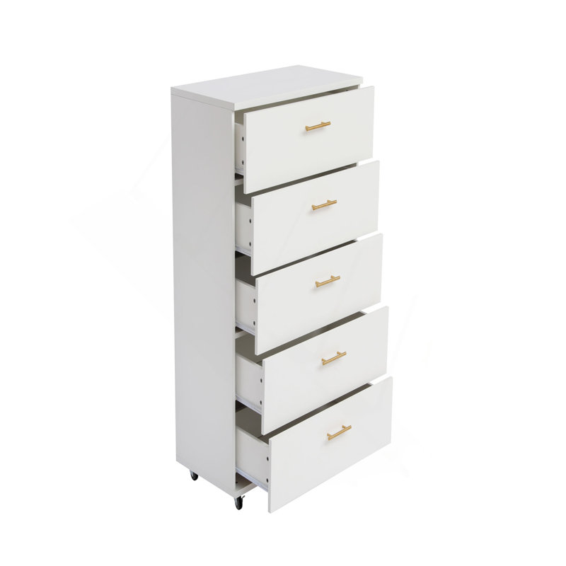 Commode 5 tiroirs avec poignées - Armoire de rangement moderne