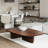  Table basse ovale en bois massif brun noisette-107929425