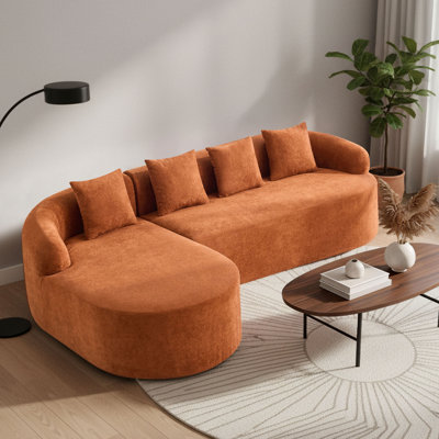 Curved Cloud Sectional Sofa with Chaise, No Assembly Chenille Modular Living Room Couch