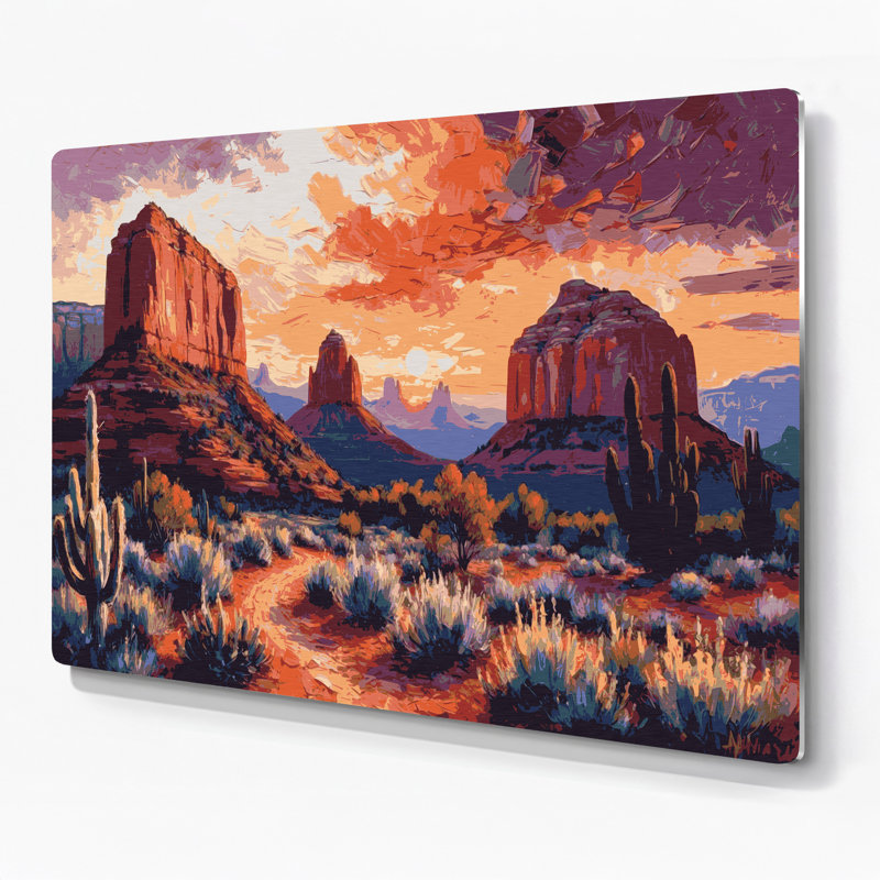 Art mural en métal brun du sud-ouest, Sedona, H 24 po x l 36 po