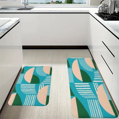 Formes géométriques, 2 tapis de cuisine antidérapants