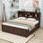 King Two Drawers Wood Platform Bed with Headboard and USB-106897436