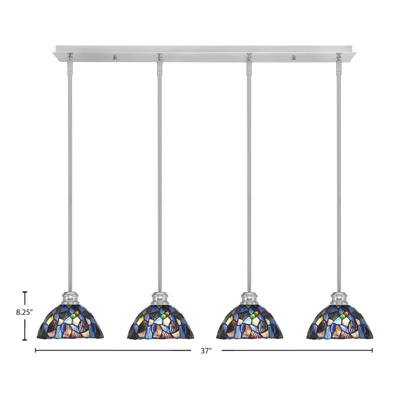 Luminaire suspendu linéaire 4 lumières Edge, Nickel brossé
