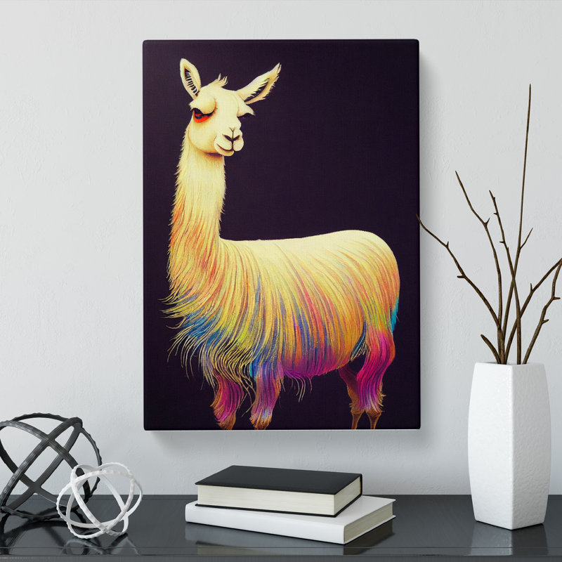 CAN-V0523-1440X Llama Marbling - Wrapped Canvas Print, 50cm H x 35cm W x 3cm D
