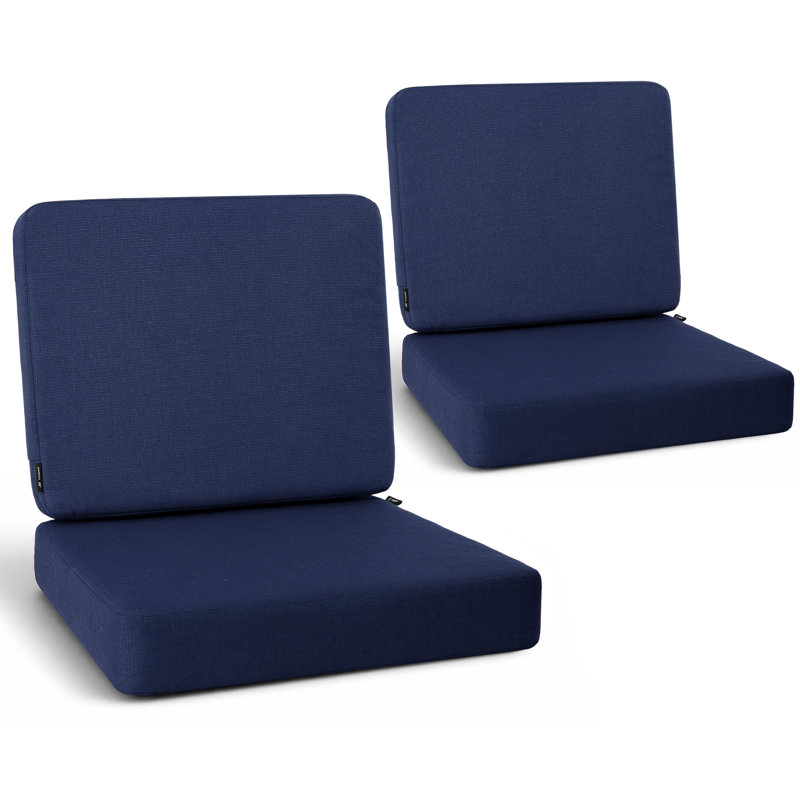 Ensemble de 2 coussins de siège d'extérieur pour siège profond, 2, L 22 po x P 22 po, Marine