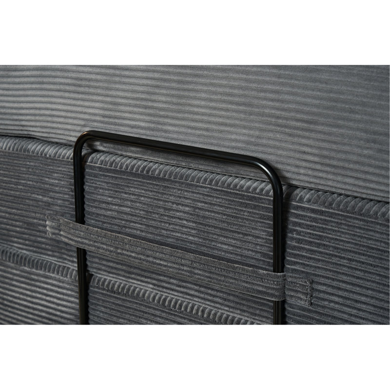 Lit convertible convertible en velours côtelé gris, cadre multifonctionnel à forme fixe 4 - 1, coussin cylindrique, plancher pour petits appartements, style décontracté avec fonction, revêtement en velours côtelé, cadre et salon