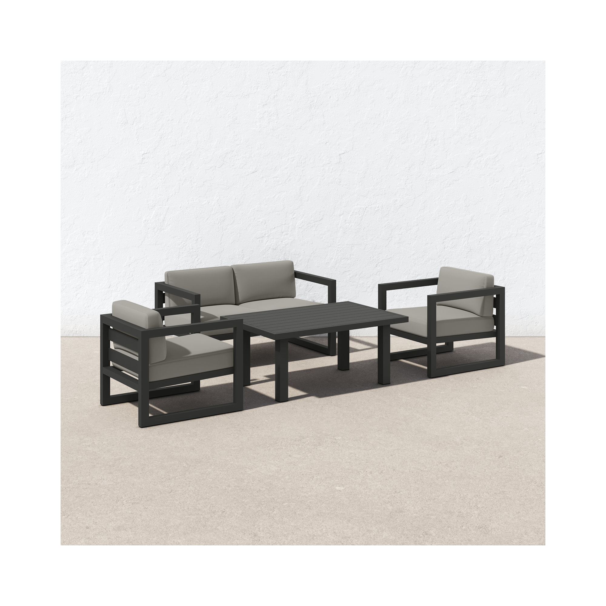 Smith 4 Piece Sofa Seating Group with Sunbrella® Cushions, Canvas Charcoal, Slate, 25" H x 54" W x 25.5" D 