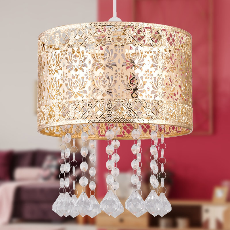 22cm H Metal Drum Pendant Shade ( Uno ), Gold