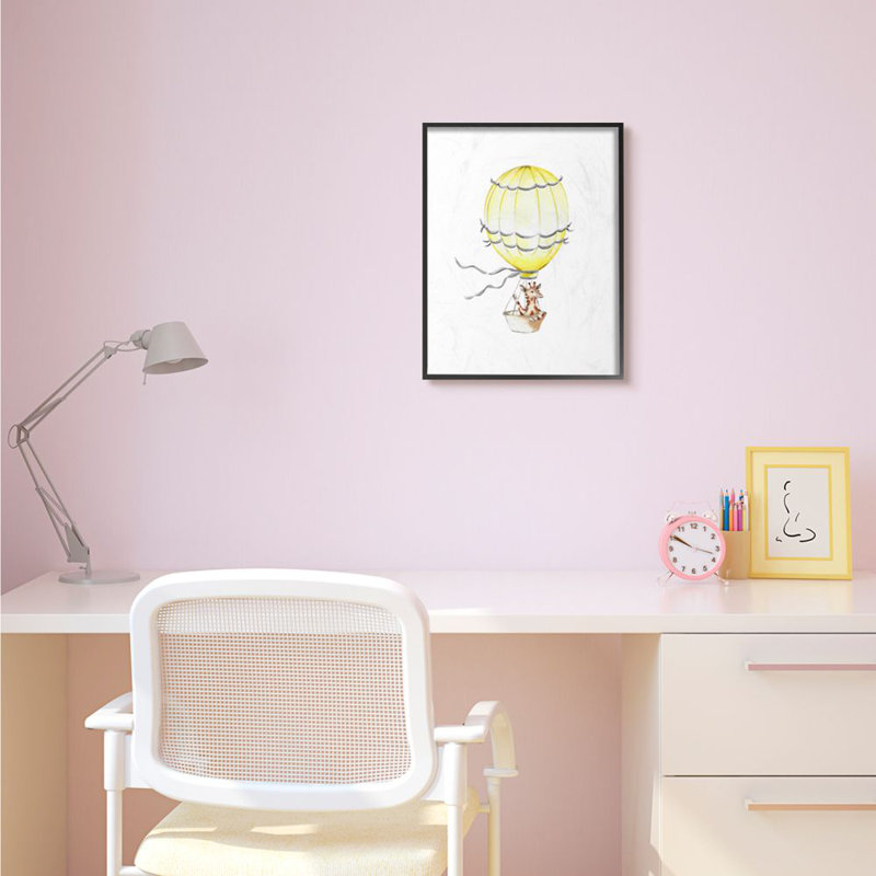 Mignon girafe en forme de montgolfière, peinture murale pour enfants, décoration murale, H 20 po x l 16 po x P 1,5 po