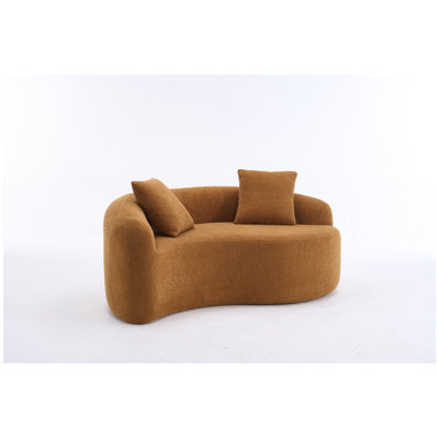 Canapé modulaire en chenille courbé LY-042: causeuse modulaire avec siège à double profondeur, aucun assemblage requis pour les petits espaces et les appartements