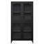 Armoire en métal avec portes en verre de 4 mm d'épaisseur et 4 tablettes - Revêtement de bibliothèque autoportant noir grenier pour la maison