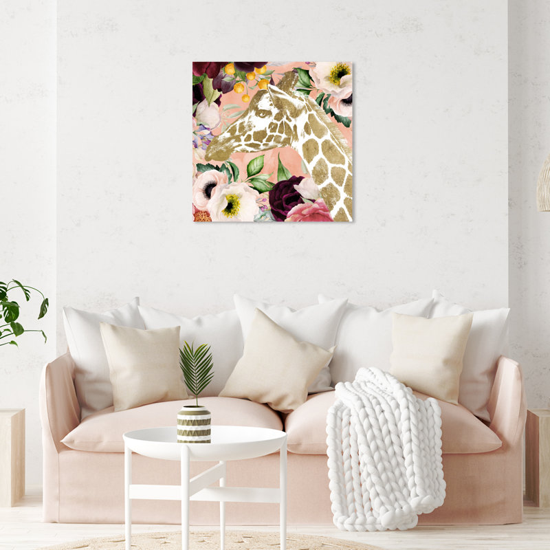 «Fashion and Glam Giraffe», impression d'art graphique, H 30 po x l 30 po x 1,5 po, Toile tendue