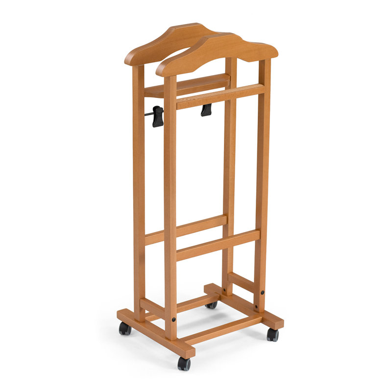 Hobner Solid Wood Freestanding Valet Stand, Cherry