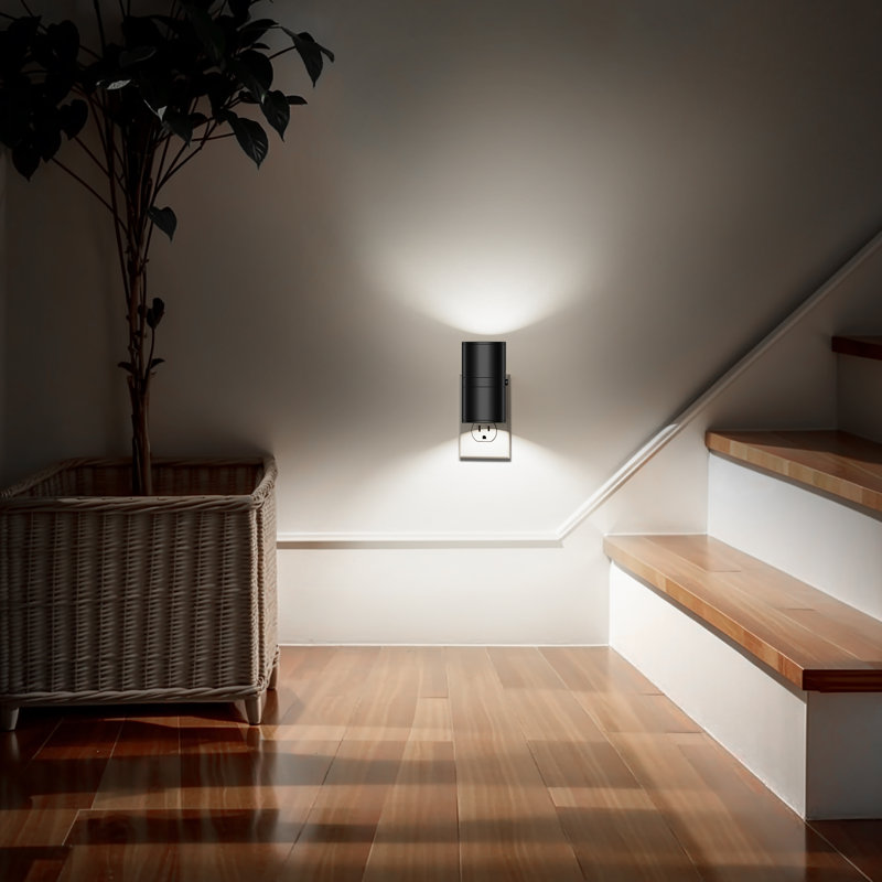 2 Pcs Black Cool White 5000K Cylinder Night Light With Dimmer