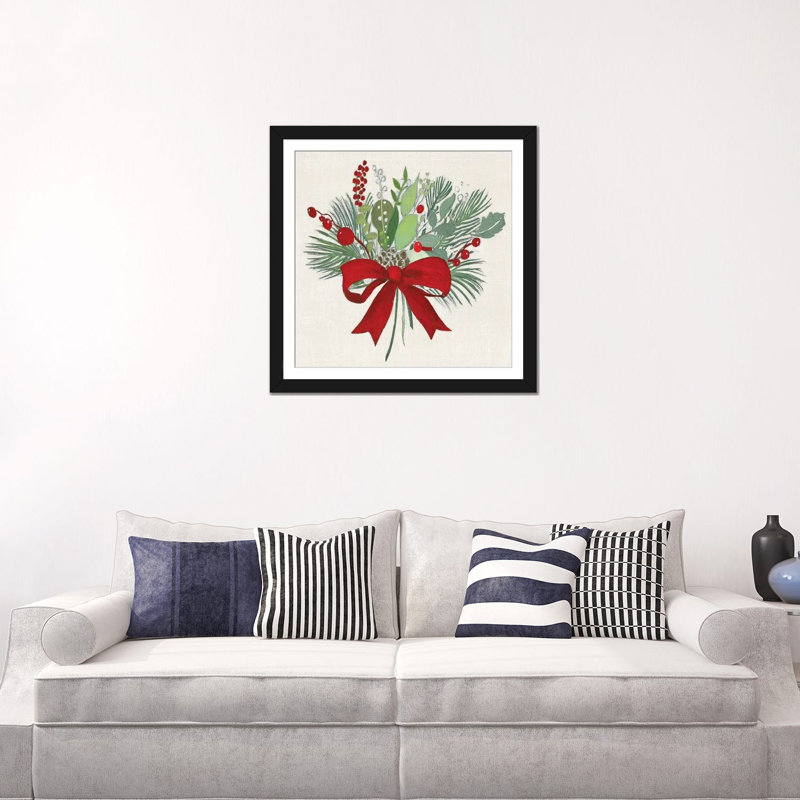 Merry Berry Bow - reproduction d'art murale - papier d'art encadré, H 24 po x l 24 po, Noir
